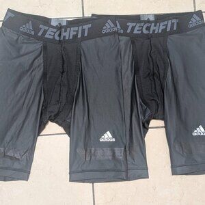 Two NWOT Adidas Techfit Climachill Compression Shorts Black Color Men's Large.